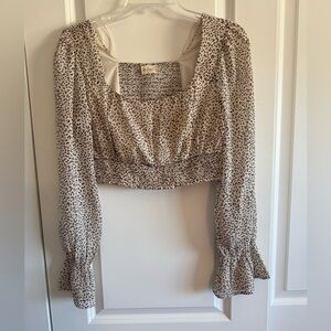 Altar'd State Cream and Black Animal Print Blouse
